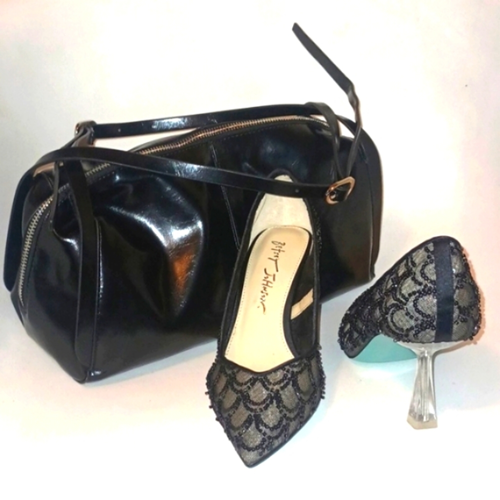 Betsey Johnson Elegant Black Lace,Mesh and  Women Shoes